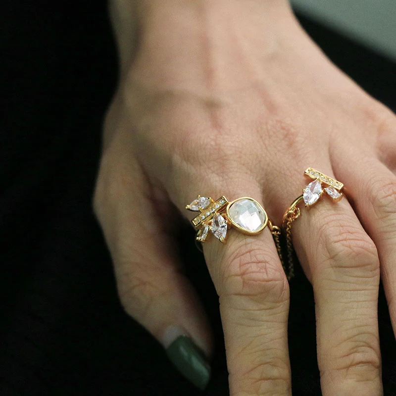Elegante ketting dubbele ring met goud vergulde