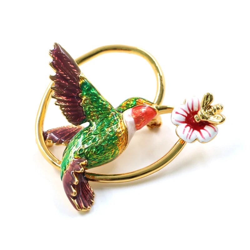 Email Bird and Flower Broche Gold Ploated Brass
