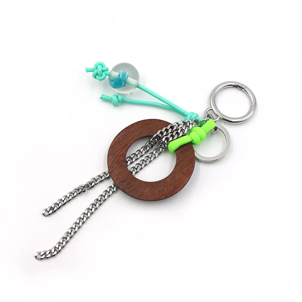 Turquoise ronde kraal sleutelhanger